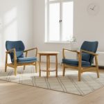 JENNIFER 1+2 Wooden Lounge Set-Blue - Image 3