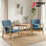 JENNIFER 1+2 Wooden Lounge Set-Blue