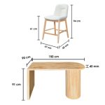 JESSIE 4 Seater Solid Wood Bar Set-Natural - Image 4