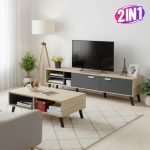 [Package] JUSTICE 6 Feet 2 In 1 Living Set-Oak