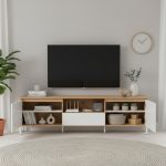 LAVIN 180cm TV Cabinet-Oak+White - Image 3