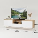LAVIN 180cm TV Cabinet-Oak+White - Image 4