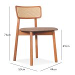 LILY Rattan Back Rest Dining Chair-Light Walnut - Image 2