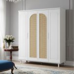 MADELINE 4 Door Rattan Door Wardrobe-White