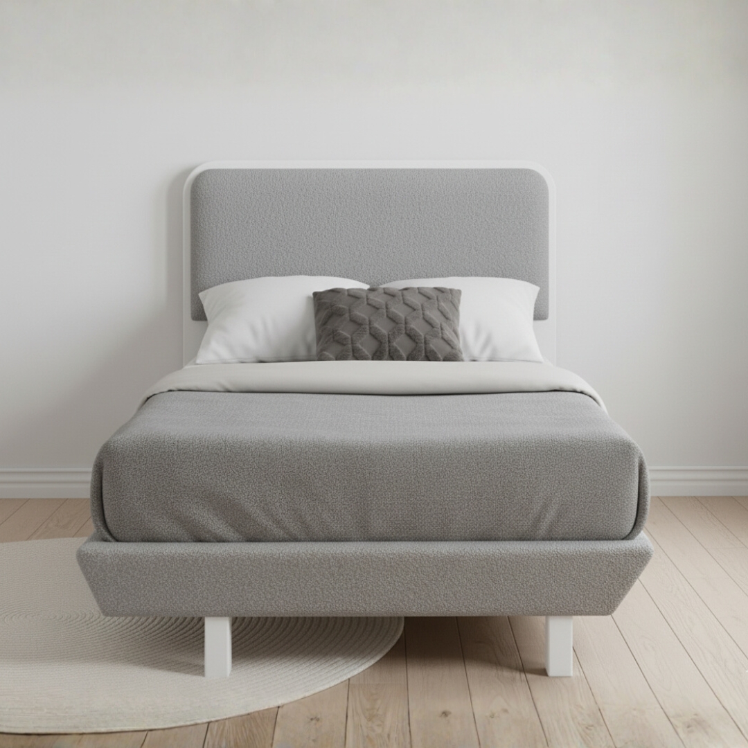 MATIN BED-2 MATIN SIngle Size Bed Frame-White - Image 1