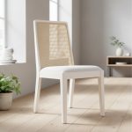 MAVIN Rattan Back Rest Dining Chair-Cream White