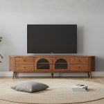 MAKARE 200cm Fluted Wooden TV Cabinet-Walnut