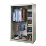 NICKY 3.5'x6' Sliding Door Wardrobe-White Wash - Image 4