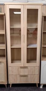 CATIA 2 Door 2 Drawer Glass Door Cabinet-Natural - Image 4