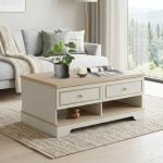 REGENT 120cm 2 Drawers Coffee Table -Oak+Ivory