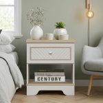 REGENT 1 Drawer Bedside Table-Oak+Ivory