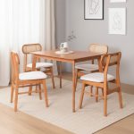 RITA 4 Seater Dining Set-Light Walnut - Image 2