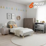 [Package] ALISA Single Size 6 Pieces Bedroom Set-Grey