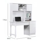 ROSELLE 120cm Study Desk With Hutch-White - Image 3