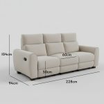 SONNY 3 Seater Pet Friendly Recliner Sofa-Beige - Image 4