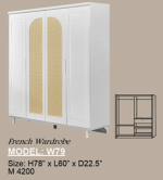 MADELINE 4 Door Rattan Door Wardrobe-White - Image 3