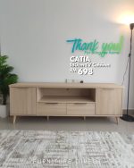 CATIA 180cm 2 Door 2 Drawers TV Cabinet-Natural - Image 5
