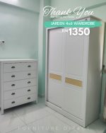 JARDIN 4x6 French Style Sliding Door Wardrobe-White - Image 6