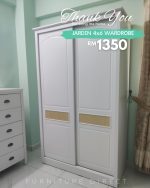 JARDIN 4x6 French Style Sliding Door Wardrobe-White - Image 9
