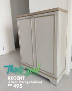 REGENT 2 Door Shoe Cabinet-Oak+Ivory - Image 3