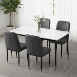 ZINOVIA Sintered Stone 4 Seater Dining Set-White - Image 6