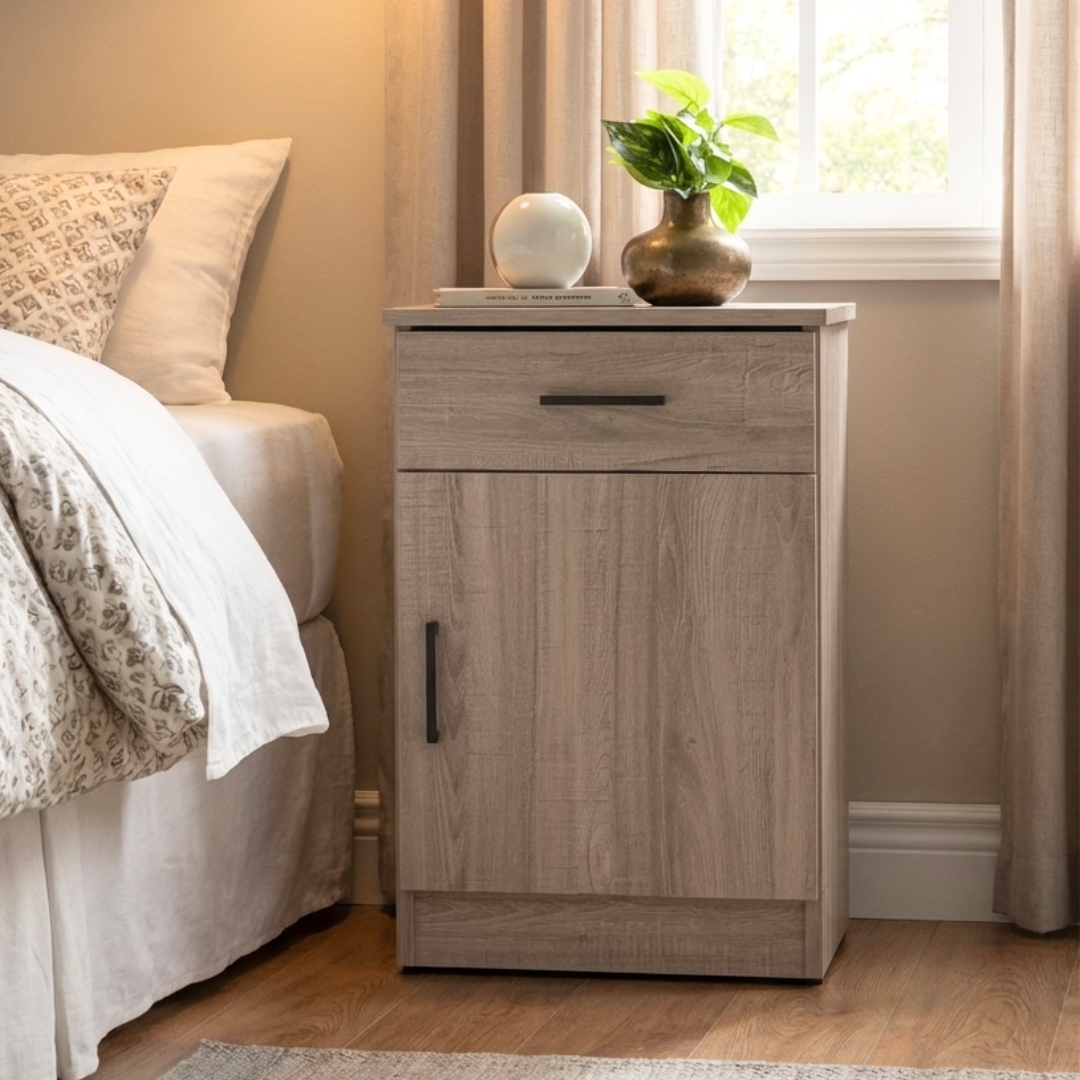 151060 MAIN 2 DUBLIN Bedside Table-Dark Oak - Image 1