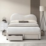 ALUNA Queen & King Cloud Shaped 4 Drawers Storage Bed-Beige