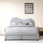 ALUNA Queen & King Cloud Shaped 4 Drawers Storage Bed-Grey