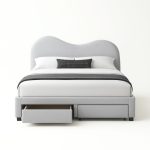 ALUNA Queen & King Cloud Shaped 4 Drawers Storage Bed-Grey - Image 5