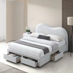 ALUNA Queen & King Cloud Shaped 4 Drawers Storage Bed-Grey - Image 3