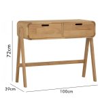 ALWINA 100cm 2 Drawers Console Table-Natural - Image 3