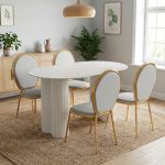 AUBREY 4 Seater Sintered Stone Dining Set-White - Image 2