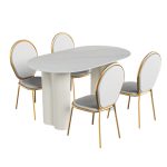 AUBREY 4 Seater Sintered Stone Dining Set-White - Image 3