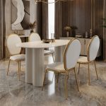 AUBREY 4 Seater Sintered Stone Dining Set-White