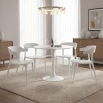BECKI 4 Seater Round Dining Set-White - Image 2