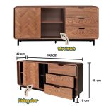 CORALINE 180cm Sliding Door Sideboard-Walnut - Image 6