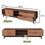 CORALINE 200cm TV Cabinet-Walnut - Image 3