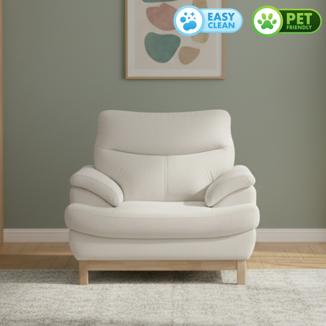 DOLORES 1S-1 DOLORES 1 Seater Pet Friendly Sofa-Beige - Image 1