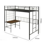 DORMA Metal Loft Bed With Desk-2 Colors - Image 4