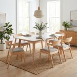 DUNCAN Sintered Stone 6 Seater Dining Set-Natural