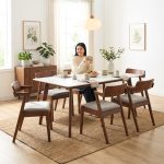 DUNCAN Sintered Stone 6 Seater Dining Set-Walnut