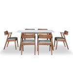 DUNCAN Sintered Stone 6 Seater Dining Set-Walnut - Image 6