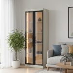 MORMO Glass Door Display Cabinet-Ivory - Image 2
