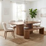 HALLOW Solid Wood 6 Seater Dining Set-Walnut