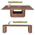HALLOW Solid Wood 6 Seater Dining Set-Walnut - Image 3