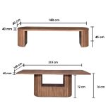 HALLOW Solid Wood 6 Seater Dining Set-Walnut - Image 4