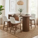 JESSIE 4 Seater Solid Wood Bar Set-Walnut