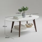 JULIE 110cm Oval Shaped Coffee Table-White+Walnut - Image 3
