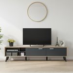 JUSTICE 180cm 2 Door TV Cabinet-Oak+Grey