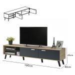 JUSTICE 180cm 2 Door TV Cabinet-Oak+Grey - Image 3